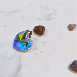 Crystal heart 950 silver pendant